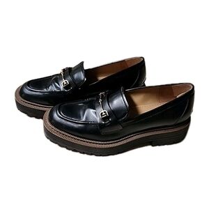 Sam Edelman Laurs Lug Sole Platform Loafers Black Leather Lining Womens Sz 9